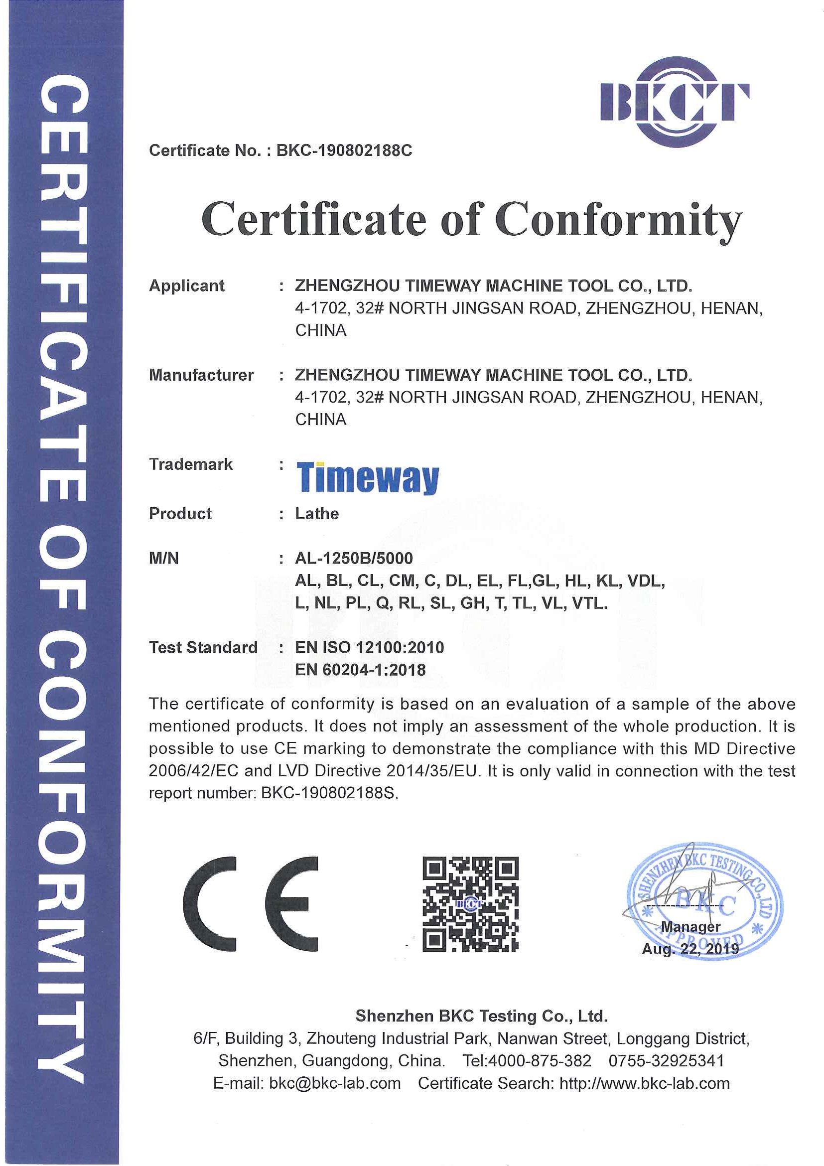 Certificado CE - Torno