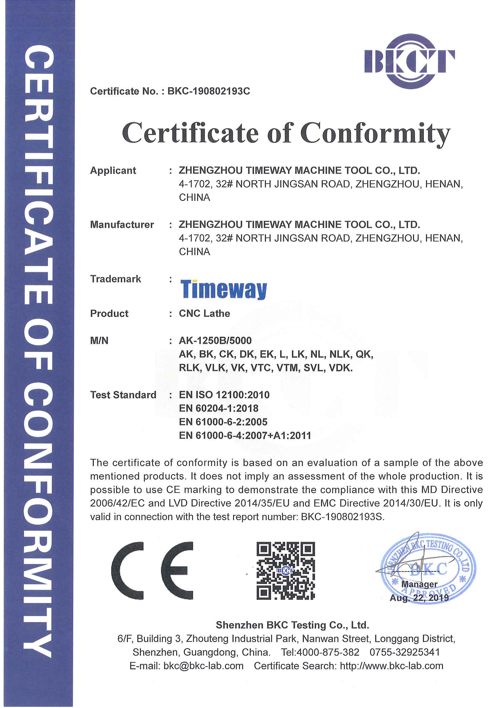 Certificado CE - Torno CNC